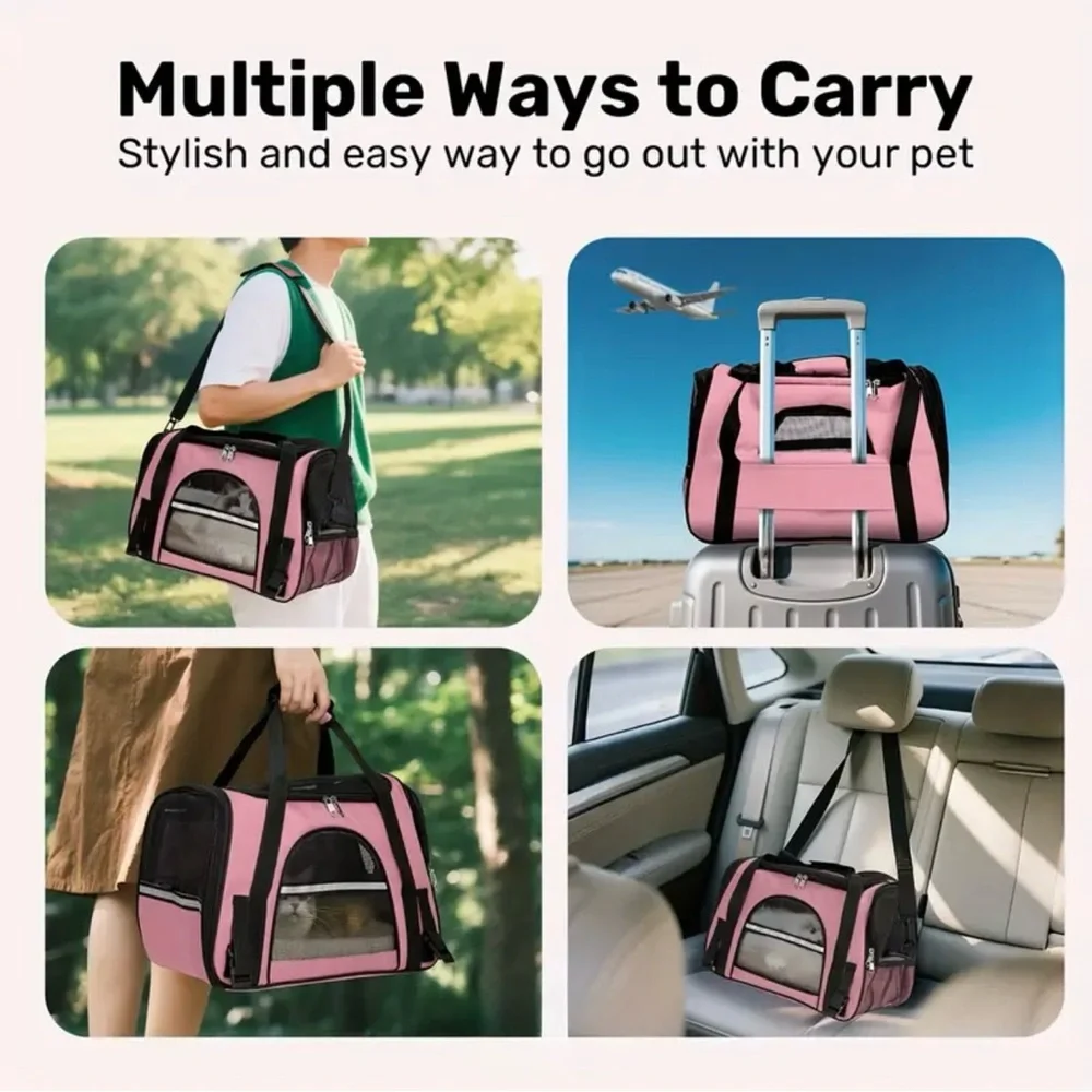 Portable foldable dog & cat carrier